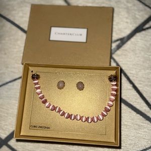 Brand new in box, Charter Club, pink & gold bracelet & earrings set